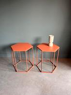 Tafeltjes 2x, Huis en Inrichting, Minder dan 55 cm, Gebruikt, Metaal of Aluminium, Overige vormen
