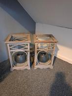 Windlicht met bol led kaarsen, Ophalen, Zo goed als nieuw, Overige materialen, Minder dan 25 cm