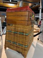 Retro Riet Vissersstoel met Opbergvakken, Ophalen of Verzenden