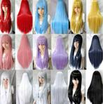Pruik / Rode Blauwe Gele Zwarte Roze Witte Haren Haar Wig, Verzenden, Nieuw, Pruik of Haarverlenging