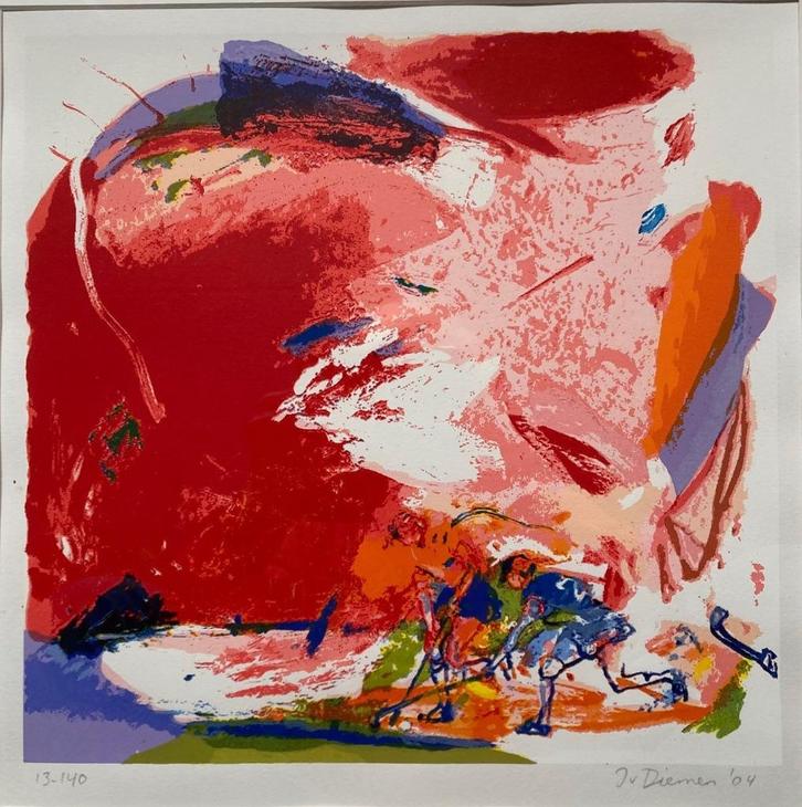 Hockey zeefdruk Jan van Diemen, Antiek en Kunst, Kunst | Litho's en Zeefdrukken, Ophalen of Verzenden