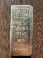 Mooie Vintage Zilverbaar 1000 Gram / 1 Kilo - Credit Suisse, Postzegels en Munten, Edelmetalen en Baren, Zilver, Verzenden