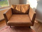 Leren fauteuil 1,5-zits cognac, Ophalen, Zo goed als nieuw, 75 tot 100 cm, Leer