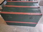 Antieke/vintage houten hutkoffer. Groen met rood. WD-18., Ophalen of Verzenden, Zo goed als nieuw, 75 tot 100 cm, 50 tot 75 cm
