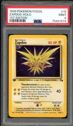 Zapdos Holo 1st Edition PSA 9 - 15/62 - Fossil 1999, Ophalen of Verzenden, Zo goed als nieuw, Losse kaart, Foil