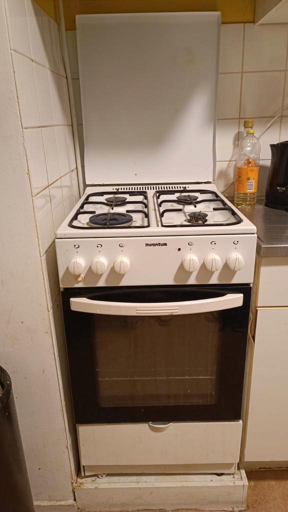 Inventum Fornuis, Witgoed en Apparatuur, Fornuizen, Vrijstaand, Gas, 4 kookzones, Minder dan 85 cm, 45 tot 60 cm, Grill, Ophalen
