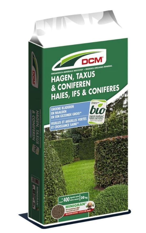 DCM meststof voor hagen, taxus & coniferen 20kg - BIO, Tuin en Terras, Planten | Struiken en Hagen, Conifeer, 100 tot 250 cm, Verzenden