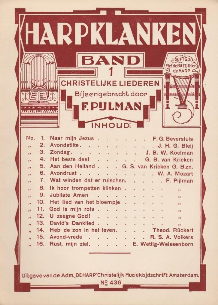 F.Pijlman - HARPKLANKEN - BAND 1, Muziek en Instrumenten, Bladmuziek, Gebruikt, Artiest of Componist, Populair, Ophalen of Verzenden