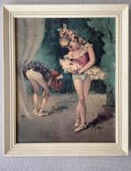 Vintage schilderij voor een meisjeskamer “Dansles”, Ophalen of Verzenden
