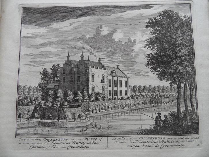60 Loenen aan de Vecht Huis Cronenburg Kopergravure 1719, Antiek en Kunst, Kunst | Etsen en Gravures, Ophalen of Verzenden