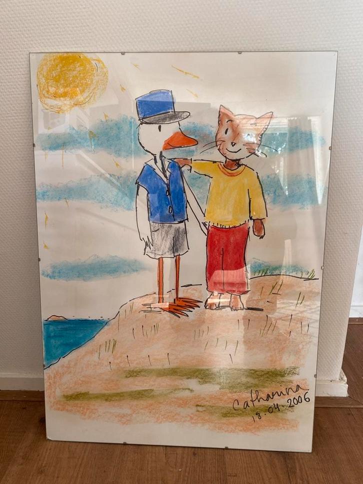 Originele tekening Poet en Keti,50x70 gesigneerd Catharina, Kinderen en Baby's, Kinderkamer | Inrichting en Decoratie, Ophalen of Verzenden