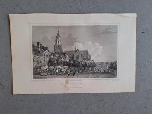 1858 - Staalgravure ARNHEM de Markt, Antiek en Kunst, Antiek | Boeken en Bijbels, Verzenden