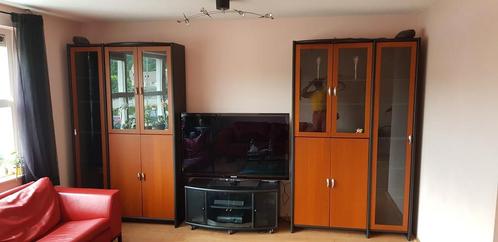 Set van 2 vitrinekasten en 2 half vitrinekasten massief hout, Huis en Inrichting, Kasten | Wandmeubels, Zo goed als nieuw, 200 cm of meer