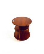 Vintage teakhouten barcart, Toften Møbelfabrikken ‘70, Rond, Zo goed als nieuw, Vintage retro buisframe design rotan webbing papercord