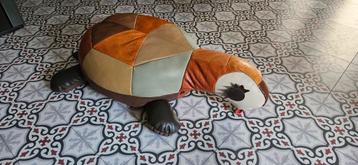 Vintage retro leren patchwork poef schildpad beschikbaar voor biedingen