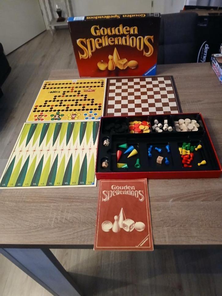 Gouden spellendoos, Hobby en Vrije tijd, Gezelschapsspellen | Bordspellen, Zo goed als nieuw, Een of twee spelers, Drie of vier spelers