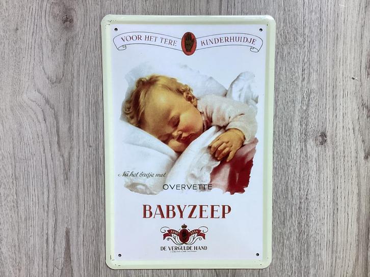 Vintage DE VERGULDE HAND blikken reclame bord (geen emaille), Verzamelen, Merken en Reclamevoorwerpen, Zo goed als nieuw, Reclamebord