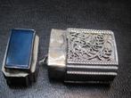 Antiek pillendoosje zilver 925 met blauw steen, Antiek en Kunst, Antiek | Goud en Zilver, Ophalen, Zilver