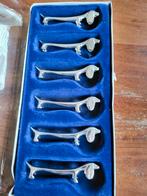 Set van 6 Teckel Messenleggers, Ophalen of Verzenden, Zo goed als nieuw, Rvs of Chroom, Los bestek