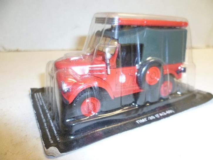 Russische Brandweerauto ladderwagen in blisterdoos modelauto, Hobby en Vrije tijd, Modelauto's | 1:43, Nieuw, Auto, Overige merken