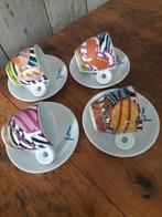 Kop en schotels 80's stijl, Huis en Inrichting, Keuken | Servies, Nieuw, Ophalen of Verzenden, Overige stijlen, Kop(pen) en/of Schotel(s)