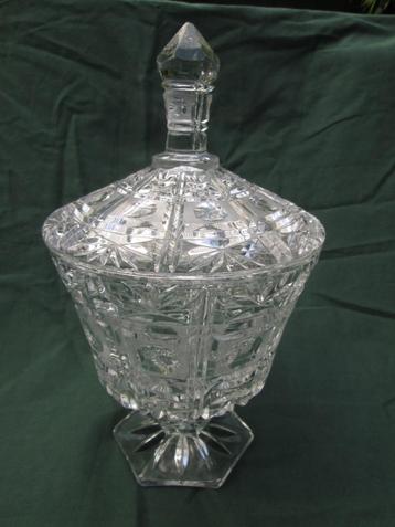 Grote Geslepen Kristallen Deksel Gember Coupe Waaier & Olijf beschikbaar voor biedingen