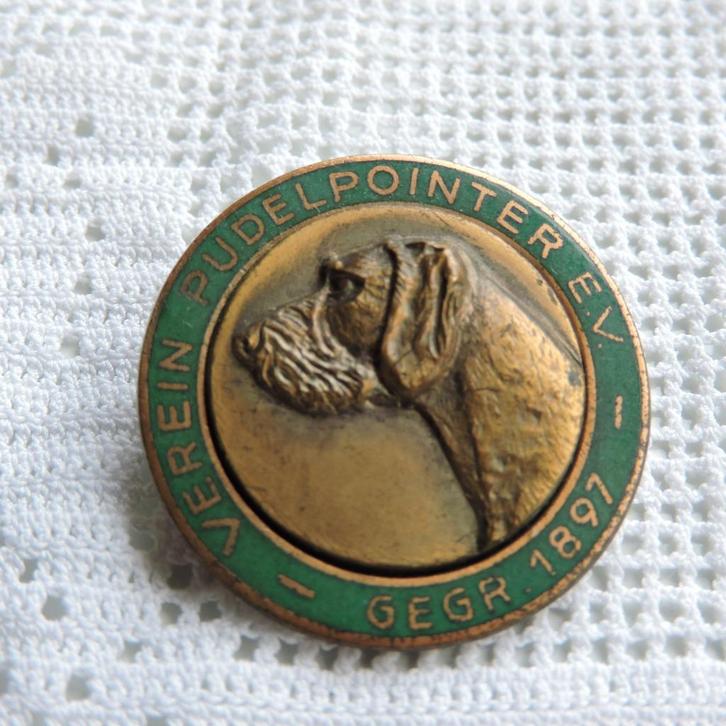 Oude Broche Verein der Pudelpointer e.v. Poedelpointer, Sieraden, Tassen en Uiterlijk, Broches, Zo goed als nieuw, Overige materialen