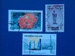 Postzegel Thailand 1955 en 92 3 losse zegels 04-01, Verzenden, Gestempeld, Zuidoost-Azië