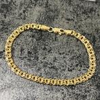 14k gouden ketting met armband massief schakel italy plat, Ophalen of Verzenden, Zo goed als nieuw, Goud