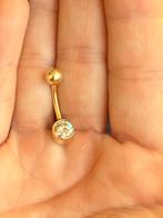 Echt gouden navelpiercing met  opaalkleurige steen, Sieraden, Tassen en Uiterlijk, Piercings, Ophalen of Verzenden, Zo goed als nieuw