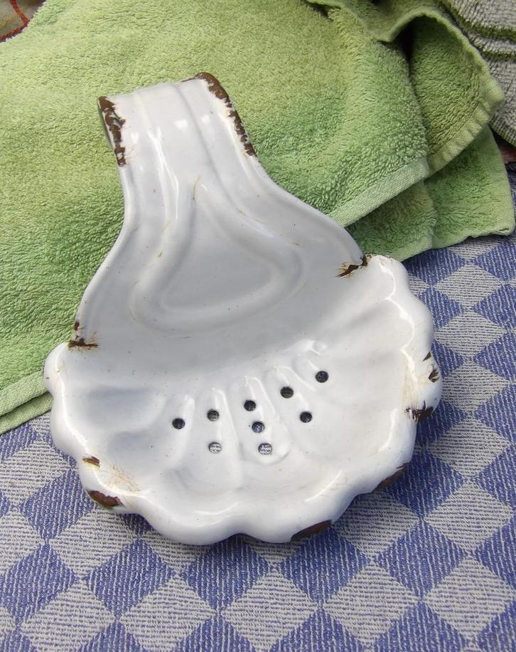 oud emaille zeepbakje/ zeephouder wit email, Antiek en Kunst, Antiek | Emaille, Ophalen of Verzenden