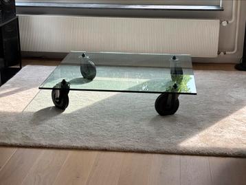 Design glazen salontafel 120x120cm tavolo con ruoto beschikbaar voor biedingen