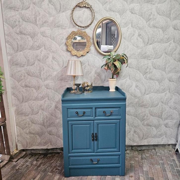 Leuk blauw/grijs halkastje, Huis en Inrichting, Kasten | Overige, Zo goed als nieuw, Ophalen