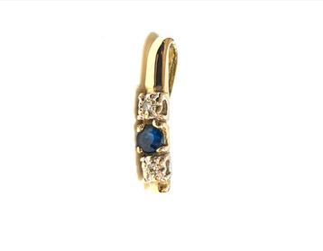 14k gouden hanger met saffier en diamant beschikbaar voor biedingen