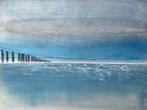 Schilderij gemengde techniek - Zeezicht, Antiek en Kunst, Verzenden