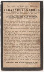Johannes van Oerle 1828 Boxtel + 1902 Boxtel, 74 jaar oud, Verzamelen, Verzenden, Bidprentje