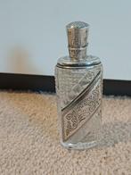 Antiek kristallen parfumflesje met zilveren schild, Antiek en Kunst, Ophalen of Verzenden, Zilver