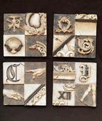 4 Decoratieve Tegels met elk 4 Afbeeldingen, Ophalen of Verzenden, Zo goed als nieuw, Schilderij, Minder dan 50 cm