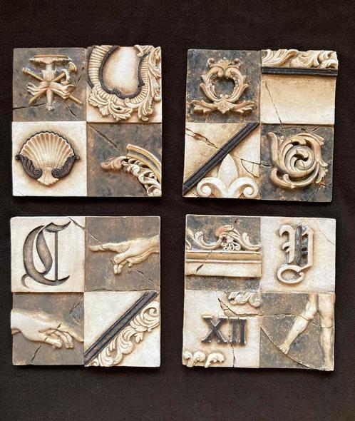 4 Decoratieve Tegels met elk 4 Afbeeldingen, Huis en Inrichting, Woonaccessoires | Schilderijen, Tekeningen en Foto's, Zo goed als nieuw