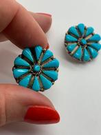 V551 Prachtige zilveren Navajo Zuni oorbellen turkoois, Sieraden, Tassen en Uiterlijk, Ophalen of Verzenden, X, Met edelsteen