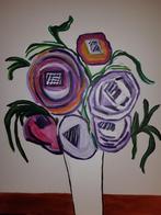 Modern doek abstracte bloemen, Nieuw, Schilderij, Ophalen of Verzenden, 50 tot 75 cm