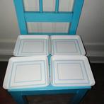 Dienblaadjes met lichtblauwe streep Mebel Italy 4 stuks, Ophalen, Gebruikt, Rechthoekig, Kunststof