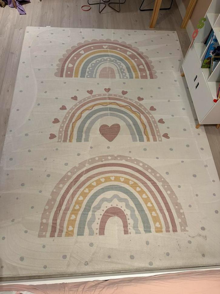 Regenboog vloerkleed, Huis en Inrichting, Stoffering | Tapijten en Kleden, Zo goed als nieuw, 200 cm of meer, Rechthoekig, Crème