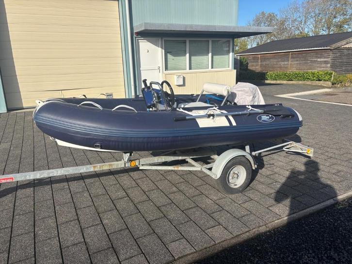 RIB met stuurconsole + 9.8 PK Tohatsu + trailer, Watersport en Boten, Rubberboten, Zo goed als nieuw, Overige merken, Overige materialen