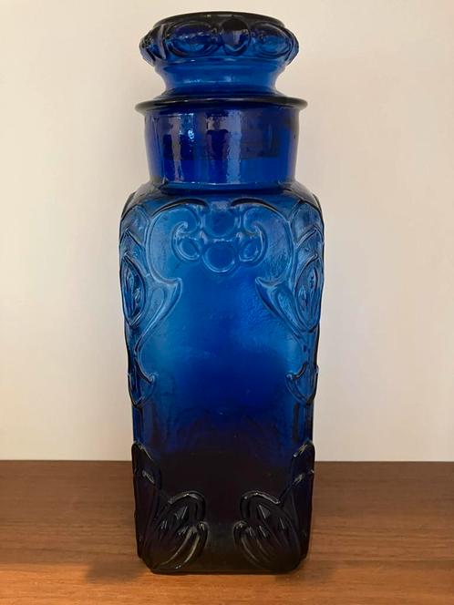 Antieke blauw glazen snoepjespot, Antiek en Kunst, Antiek | Glas en Kristal, Ophalen of Verzenden