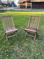 Te koop 2 teakhouten kinder tuinstoelen, Inklapbaar, Teakhout, Zo goed als nieuw, Ophalen