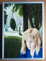 Schilderij portret vrouw op kerkhof - schilder RK, Antiek en Kunst, Kunst | Schilderijen | Modern, Ophalen