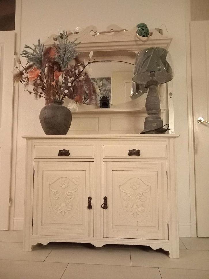 Antiek Dressoir/Kuifkast Met Spiegel, Huis en Inrichting, Kasten | Buffetkasten, Gebruikt, 150 tot 200 cm, 100 tot 150 cm, 25 tot 50 cm