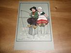 Illustrator Hollands tafereel Klederdracht Samen vissen, Verzamelen, Ansichtkaarten | Themakaarten, Verzenden, Voor 1920, Gelopen