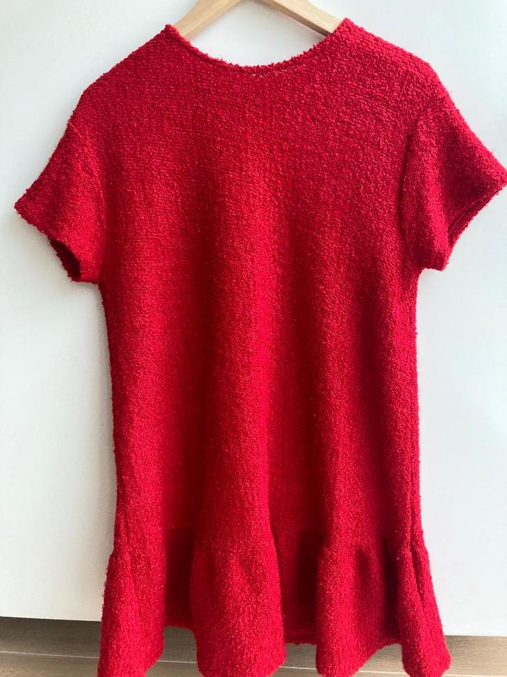Rode bouclé jurk van Zara mt. 158, Kinderen en Baby's, Kinderkleding | Maat 158, Zo goed als nieuw, Meisje, Jurk of Rok, Ophalen of Verzenden